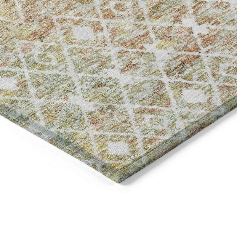 3' X 5' Peach And Ivory Argyle Washable Indoor Outdoor Area Rug
