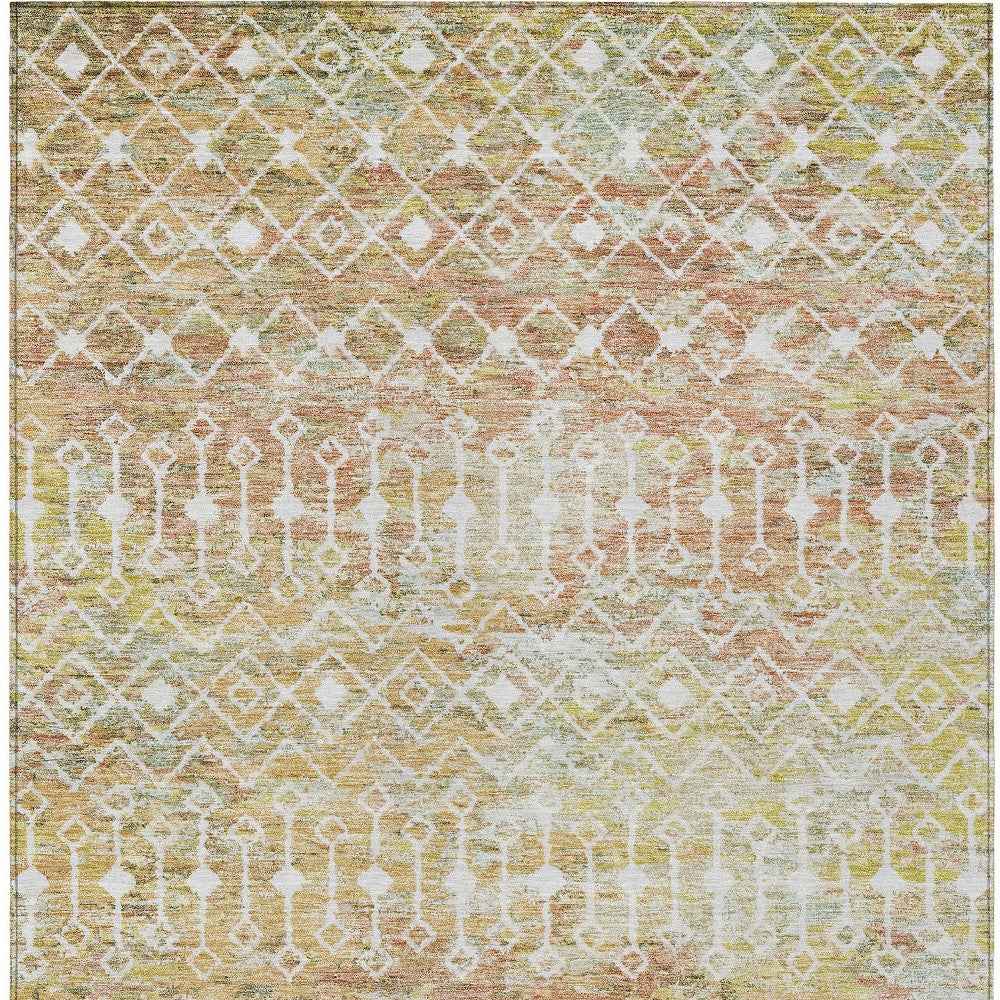 3' X 5' Peach And Ivory Argyle Washable Indoor Outdoor Area Rug