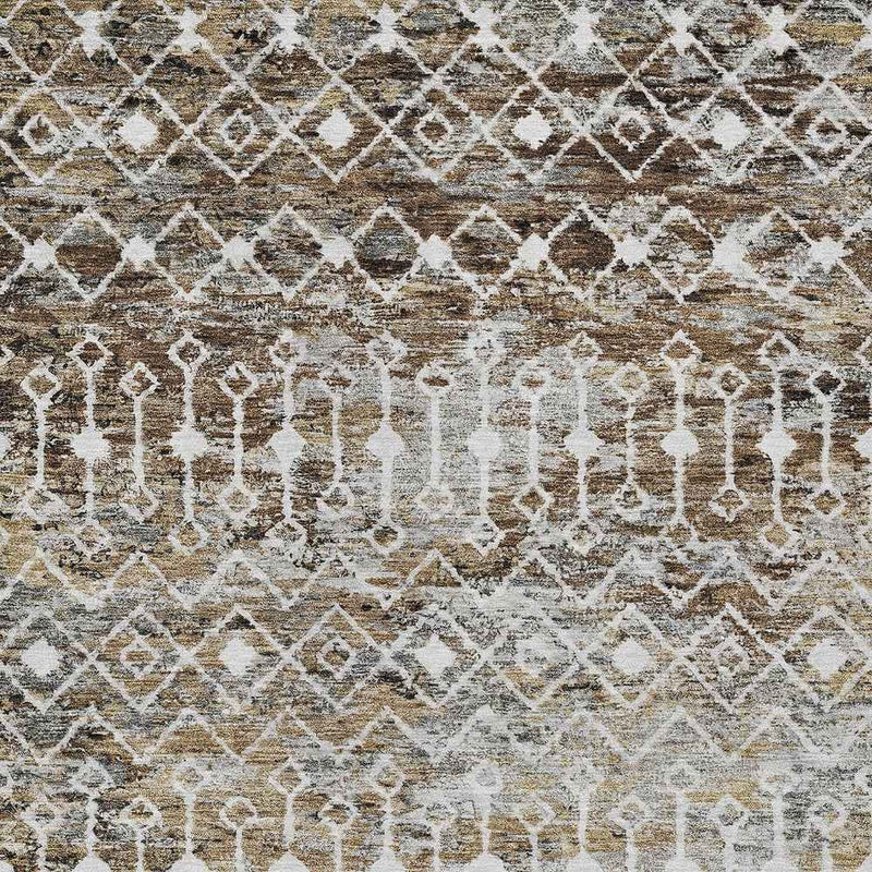 10' X 14' Brown And Beige Argyle Washable Indoor Outdoor Area Rug