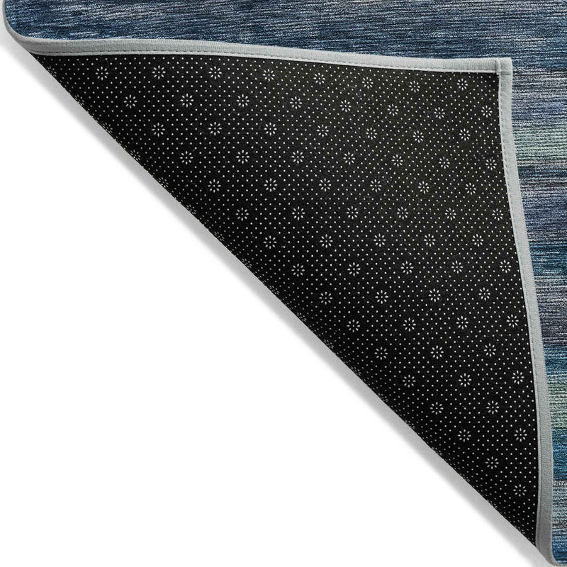 3' X 5' Blue And Gray Striped Washable Indoor Outdoor Area Rug