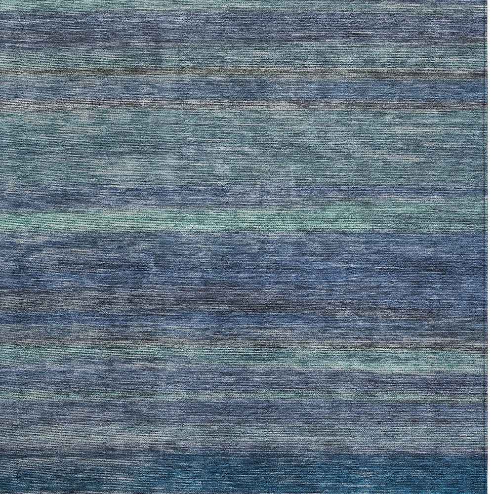 3' X 5' Blue And Gray Striped Washable Indoor Outdoor Area Rug