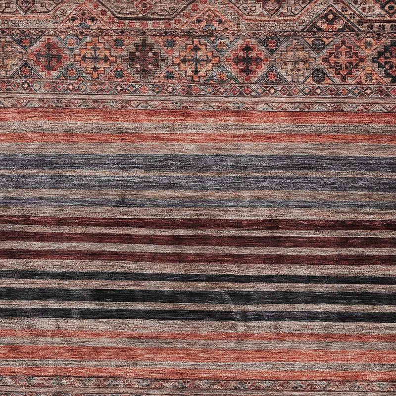 8' X 10' Rust Gray And Salmon Medallion Washable Indoor Outdoor Area Rug