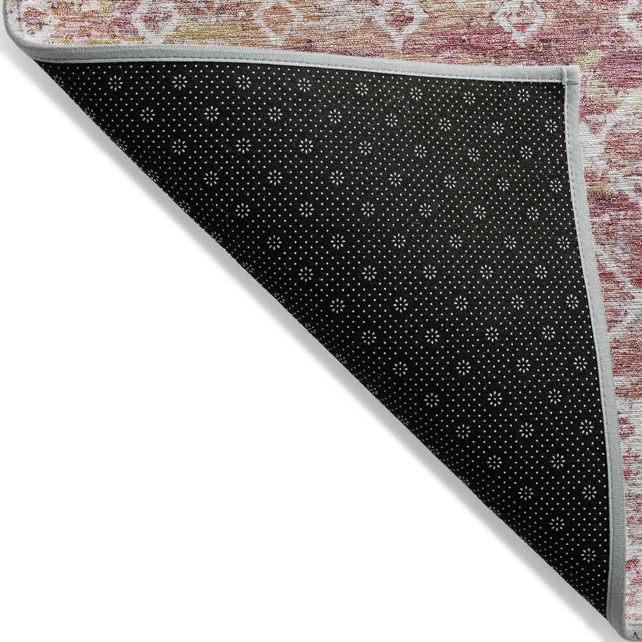 8' X 10' Pink And Ivory Argyle Washable Indoor Outdoor Area Rug