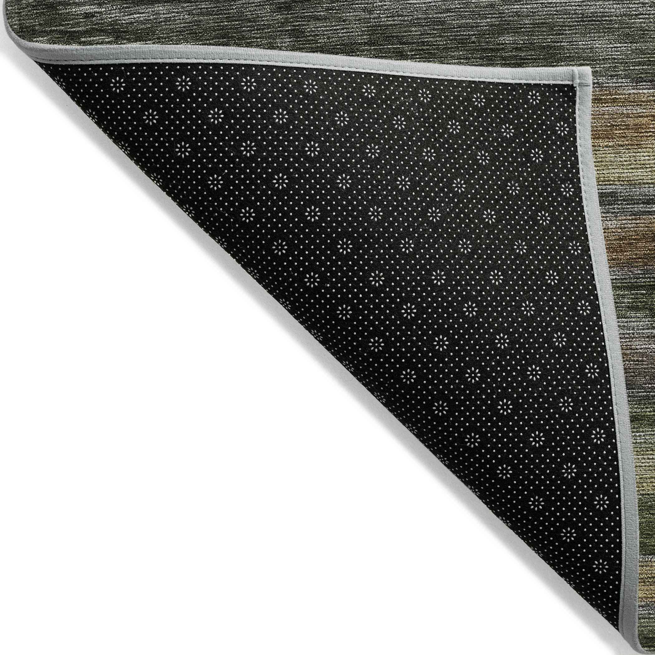 3' X 5' Brown And Gray Striped Washable Indoor Outdoor Area Rug