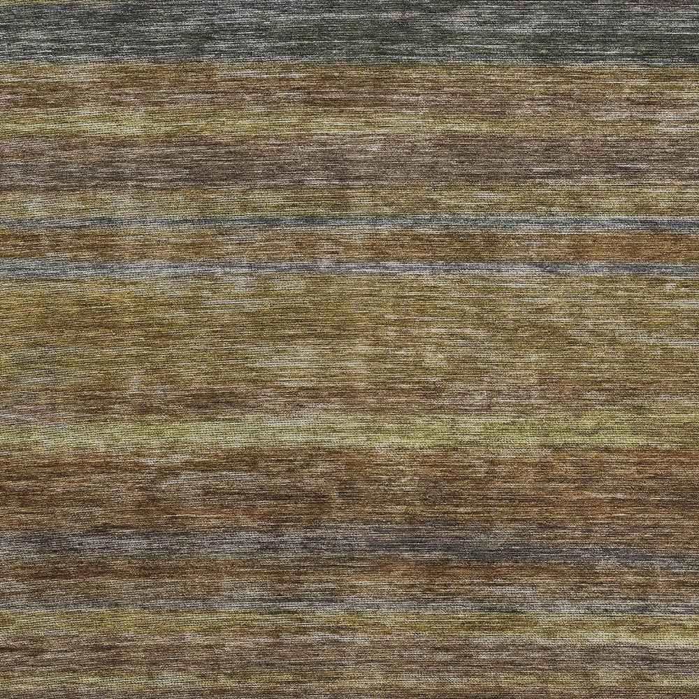 3' X 5' Brown And Gray Striped Washable Indoor Outdoor Area Rug