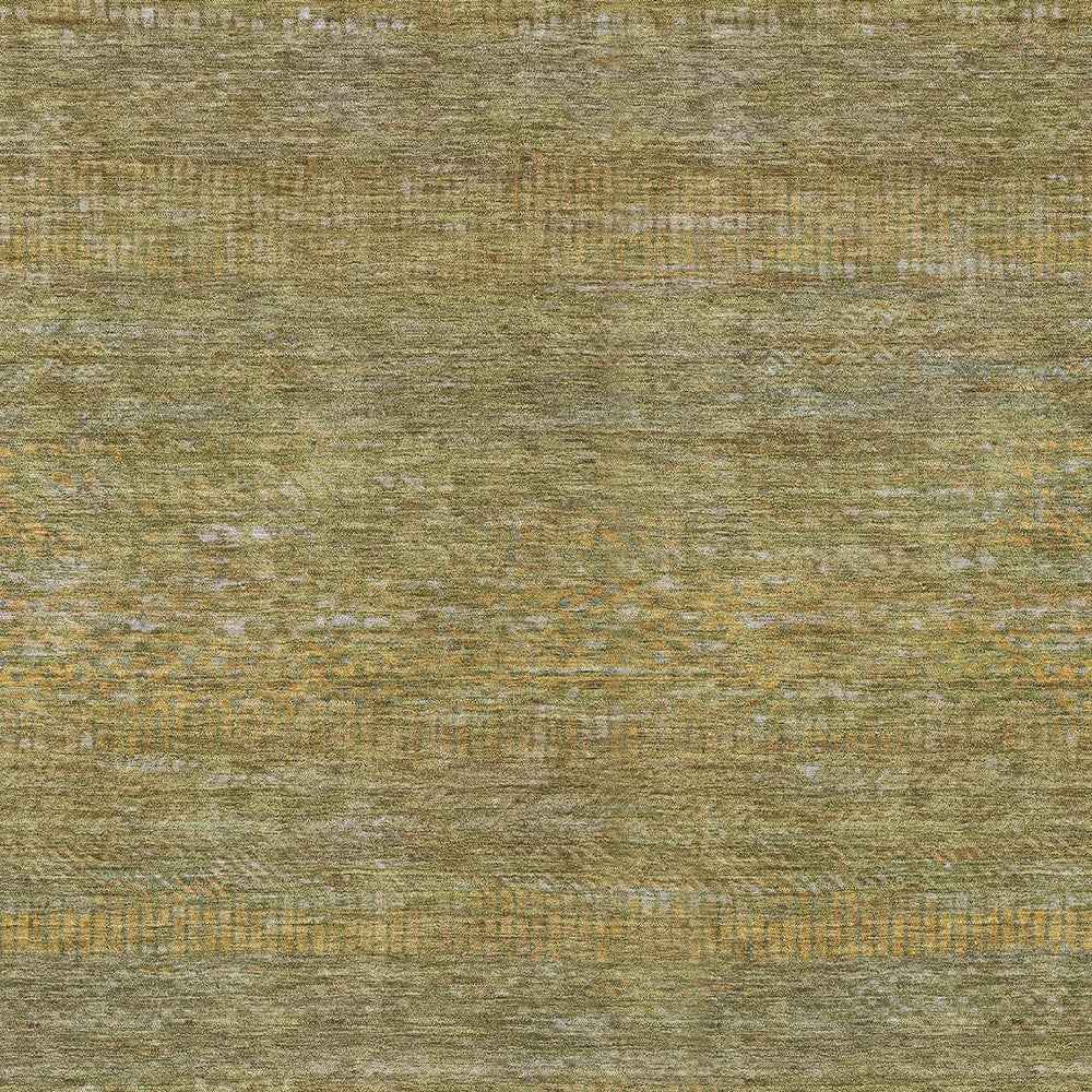 8' X 10' Sage And Gold Striped Washable Indoor Outdoor Area Rug