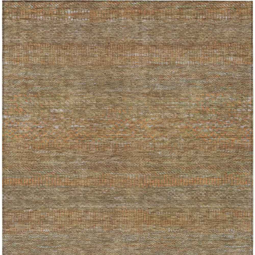 8' X 10' Taupe And Brown Striped Washable Indoor Outdoor Area Rug
