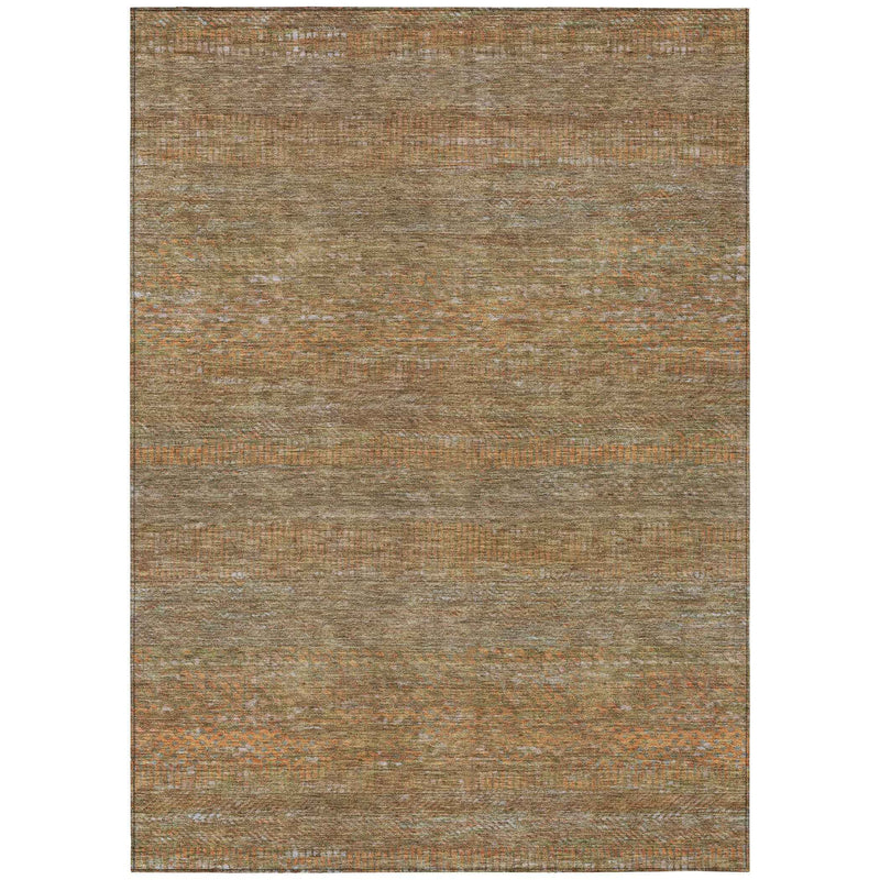 8' X 10' Taupe And Brown Striped Washable Indoor Outdoor Area Rug