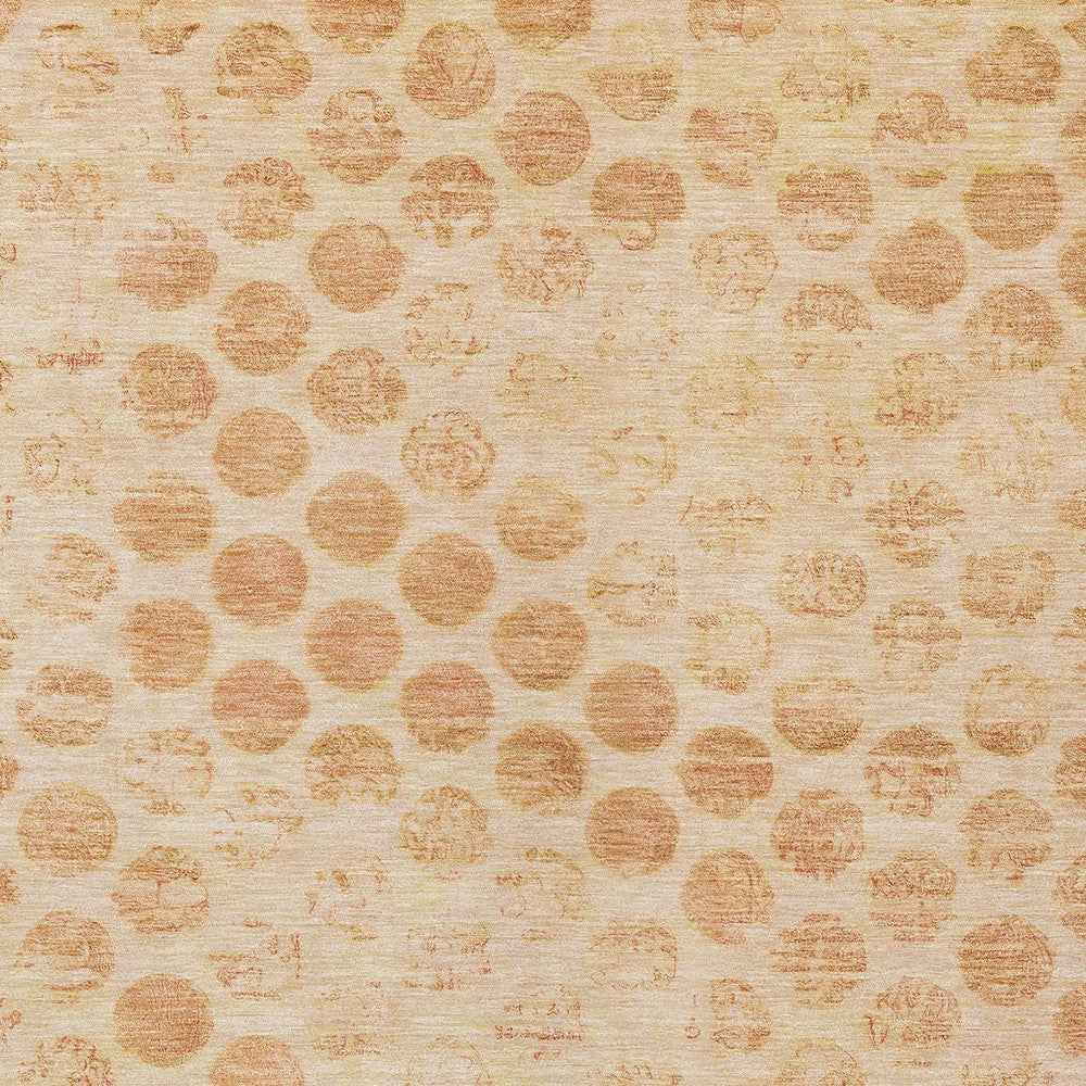 8' X 10' Peach And Rust Polka Dot Washable Indoor Outdoor Area Rug