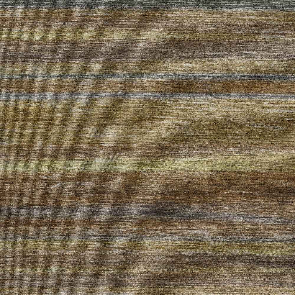 8' X 10' Brown And Gray Striped Washable Indoor Outdoor Area Rug