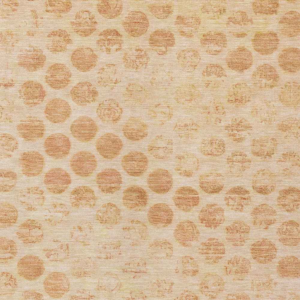 5' X 8' Peach And Rust Polka Dot Washable Indoor Outdoor Area Rug