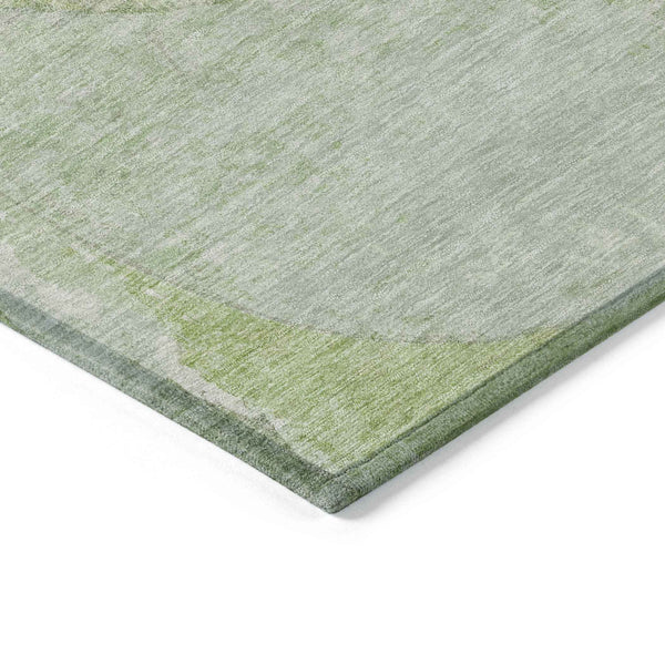 5' X 8' Artichoke Green And Mint Green Abstract Washable Indoor Outdoor Area Rug