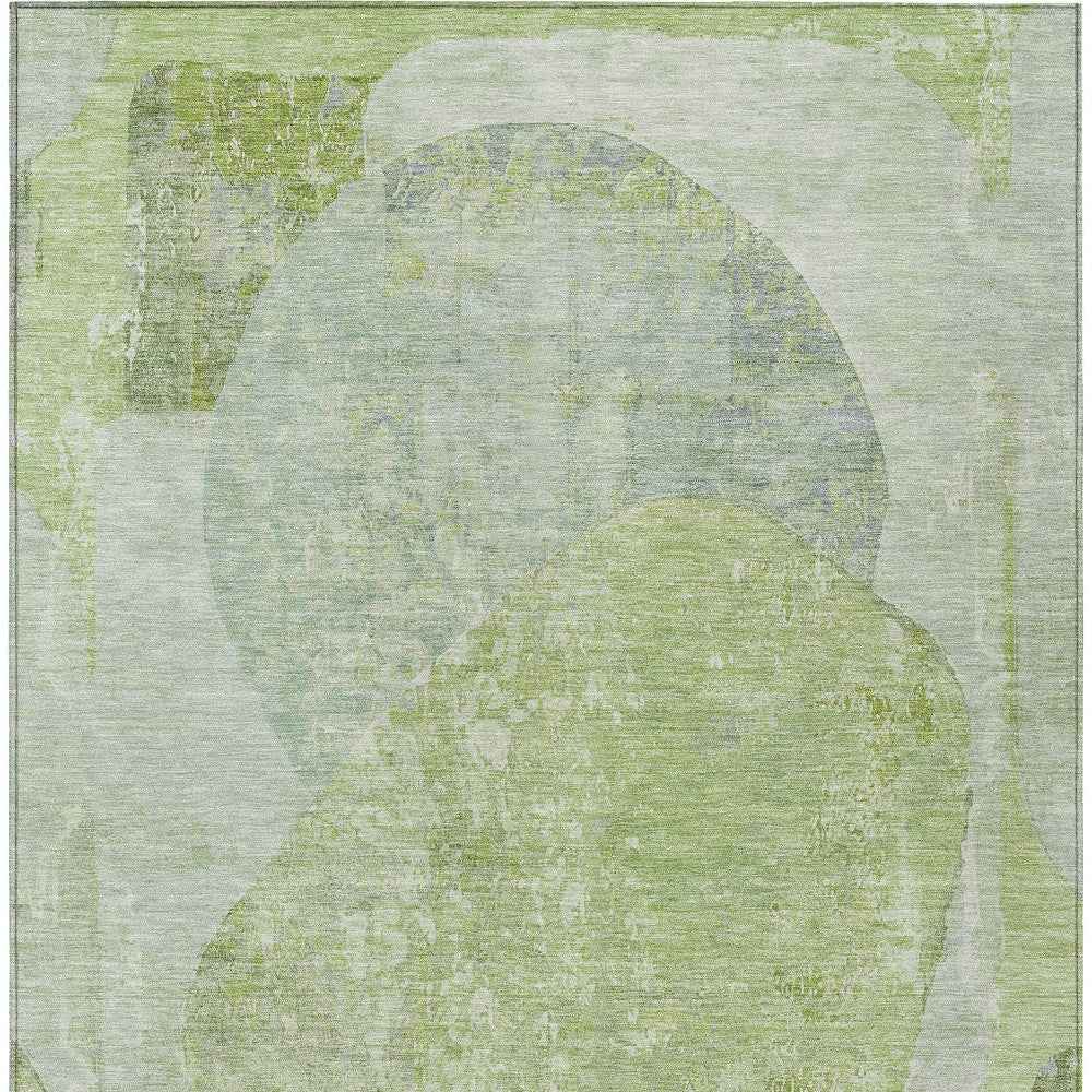 5' X 8' Artichoke Green And Mint Green Abstract Washable Indoor Outdoor Area Rug