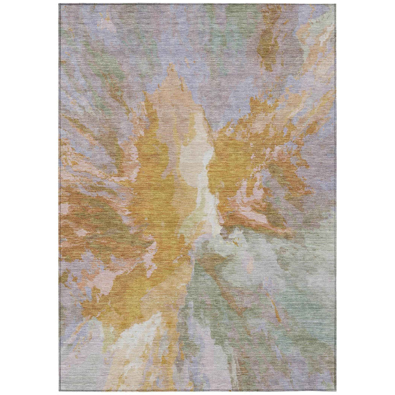 5' X 8' Rust And Lavender Abstract Washable Indoor Outdoor Area Rug