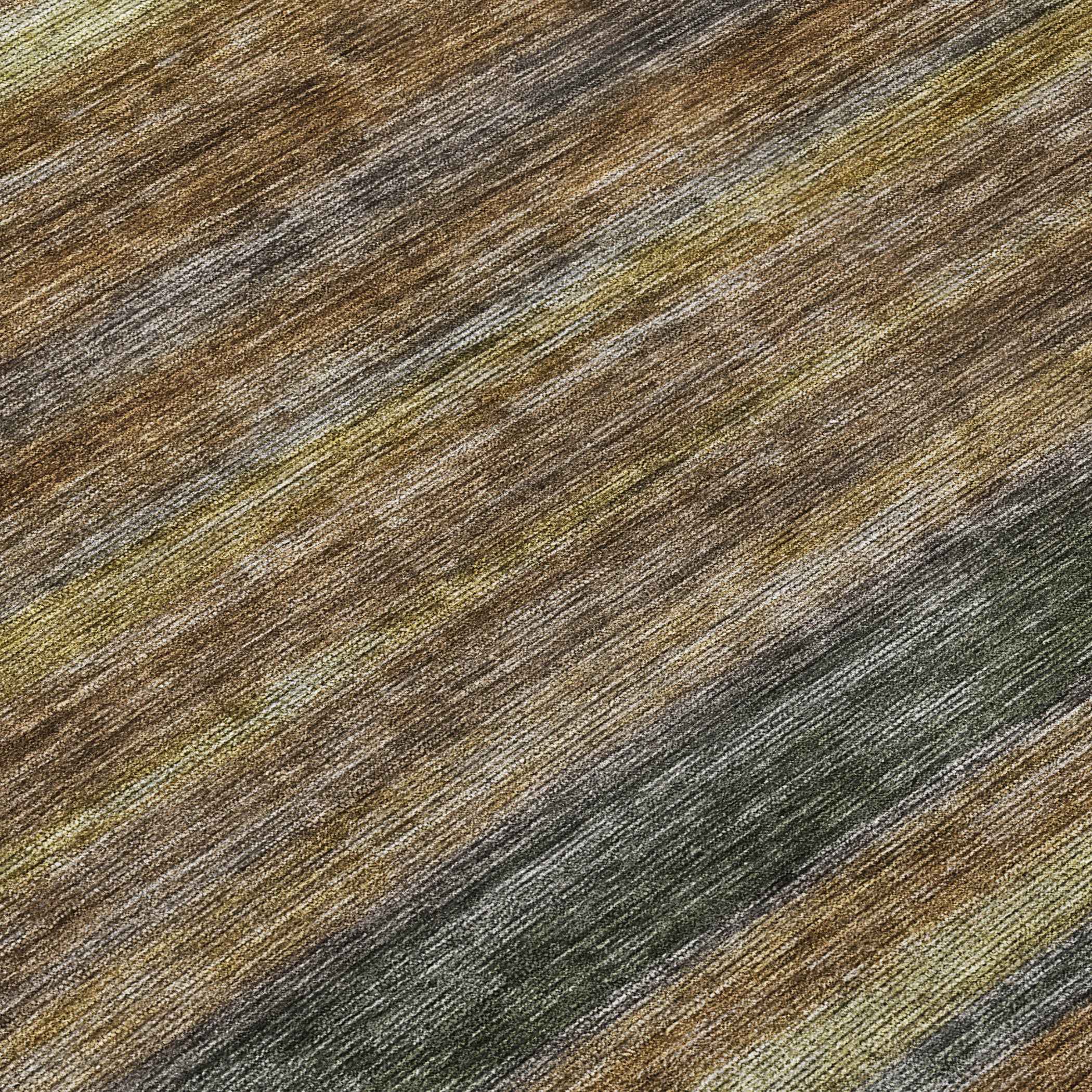 8' Brown And Gray Round Striped Washable Indoor Outdoor Area Rug