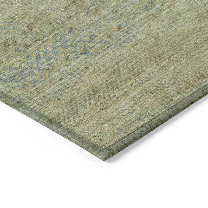 10' X 14' Wheat And Sage Striped Washable Indoor Outdoor Area Rug