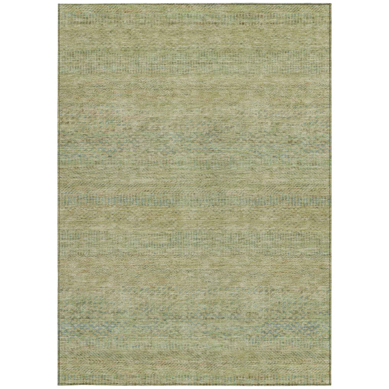 10' X 14' Wheat And Sage Striped Washable Indoor Outdoor Area Rug