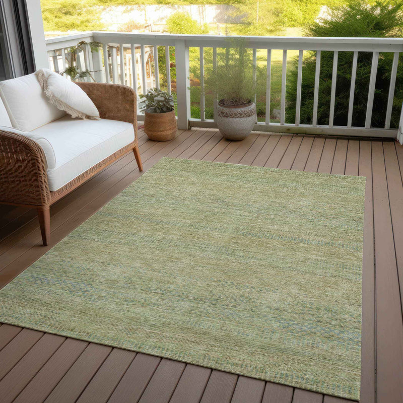 3' X 5' Wheat And Sage Striped Washable Indoor Outdoor Area Rug