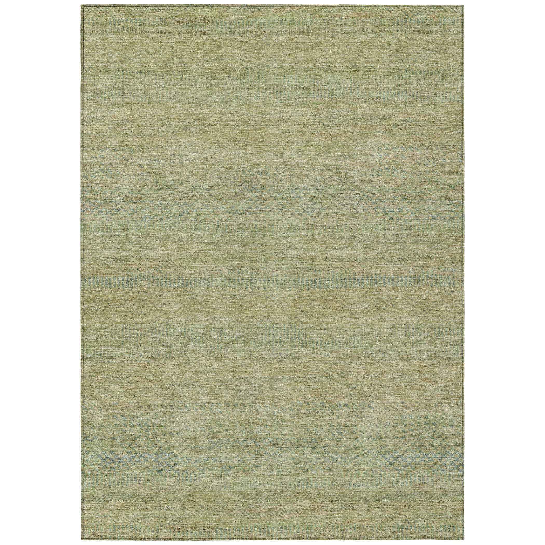 3' X 5' Wheat And Sage Striped Washable Indoor Outdoor Area Rug