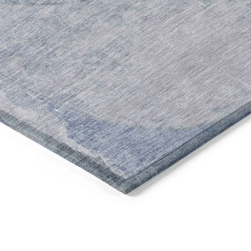 8' X 10' Sky Blue And Denim Blue Abstract Washable Indoor Outdoor Area Rug