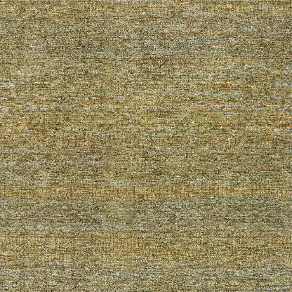 3' X 5' Sage And Gold Striped Washable Indoor Outdoor Area Rug