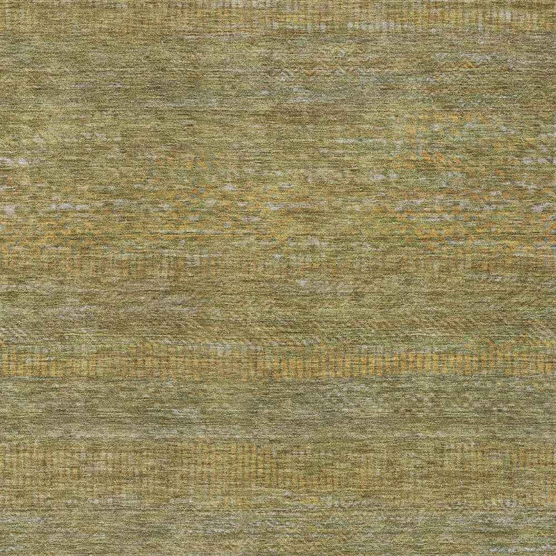 3' X 5' Sage And Gold Striped Washable Indoor Outdoor Area Rug
