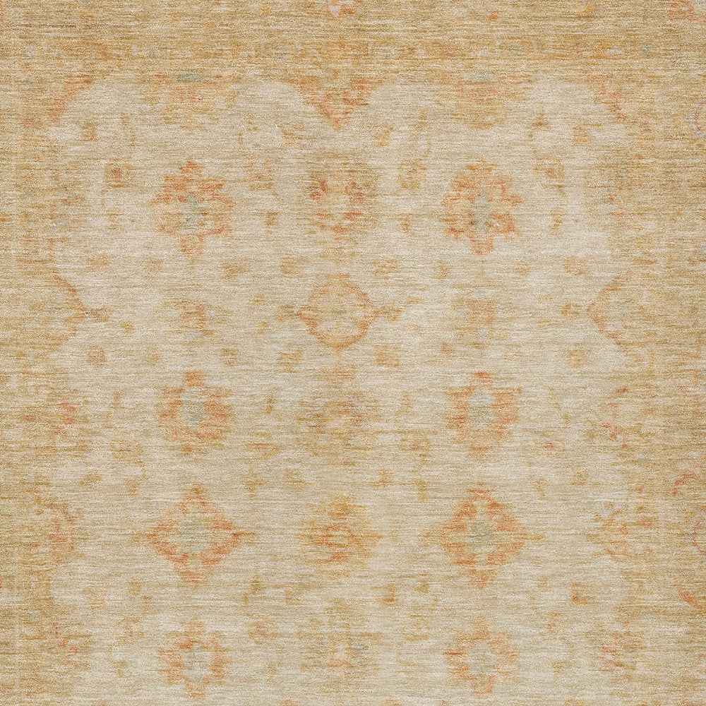 3' X 5' Beige And Rust Floral Medallion Washable Indoor Outdoor Area Rug