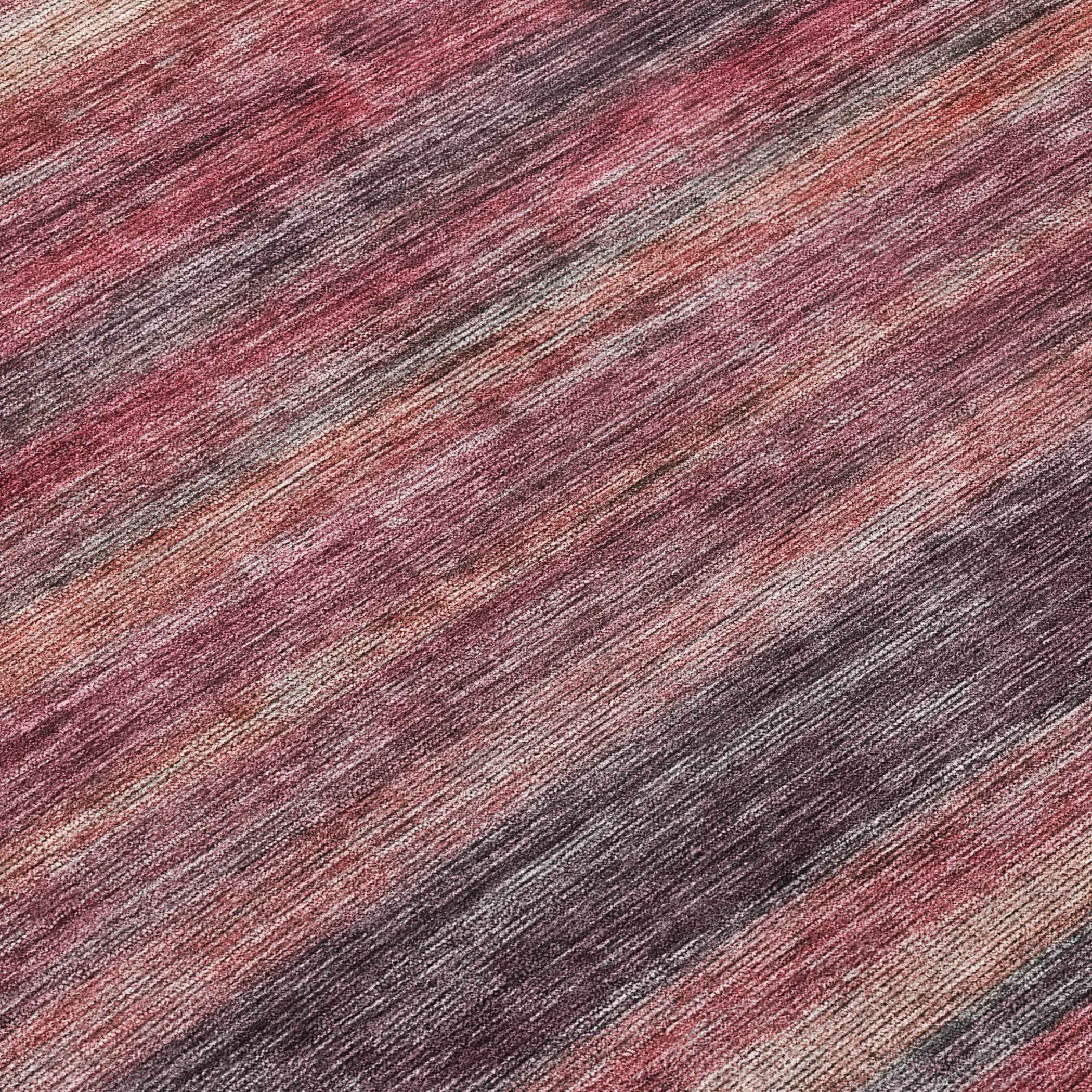 8' Rust And Blush Round Striped Washable Indoor Outdoor Area Rug