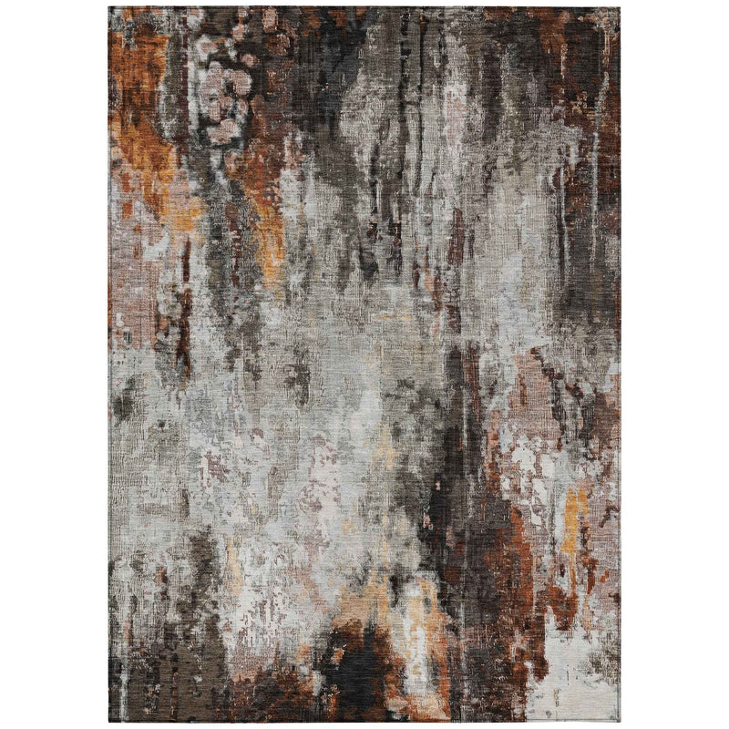9' X 12' Gray Rust And Ivory Abstract Washable Indoor Outdoor Area Rug