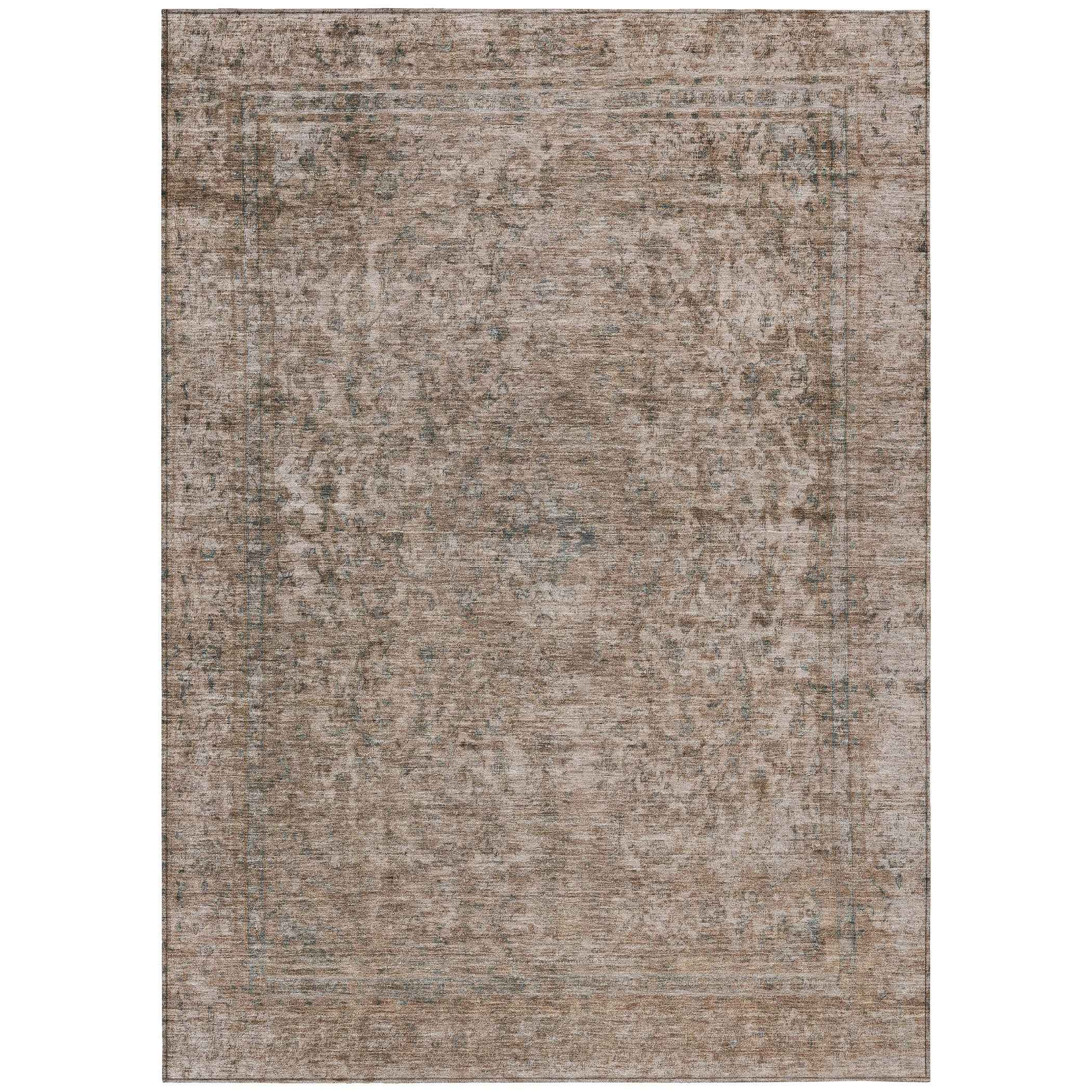 3' X 5' Brown And Beige Abstract Washable Indoor Outdoor Area Rug