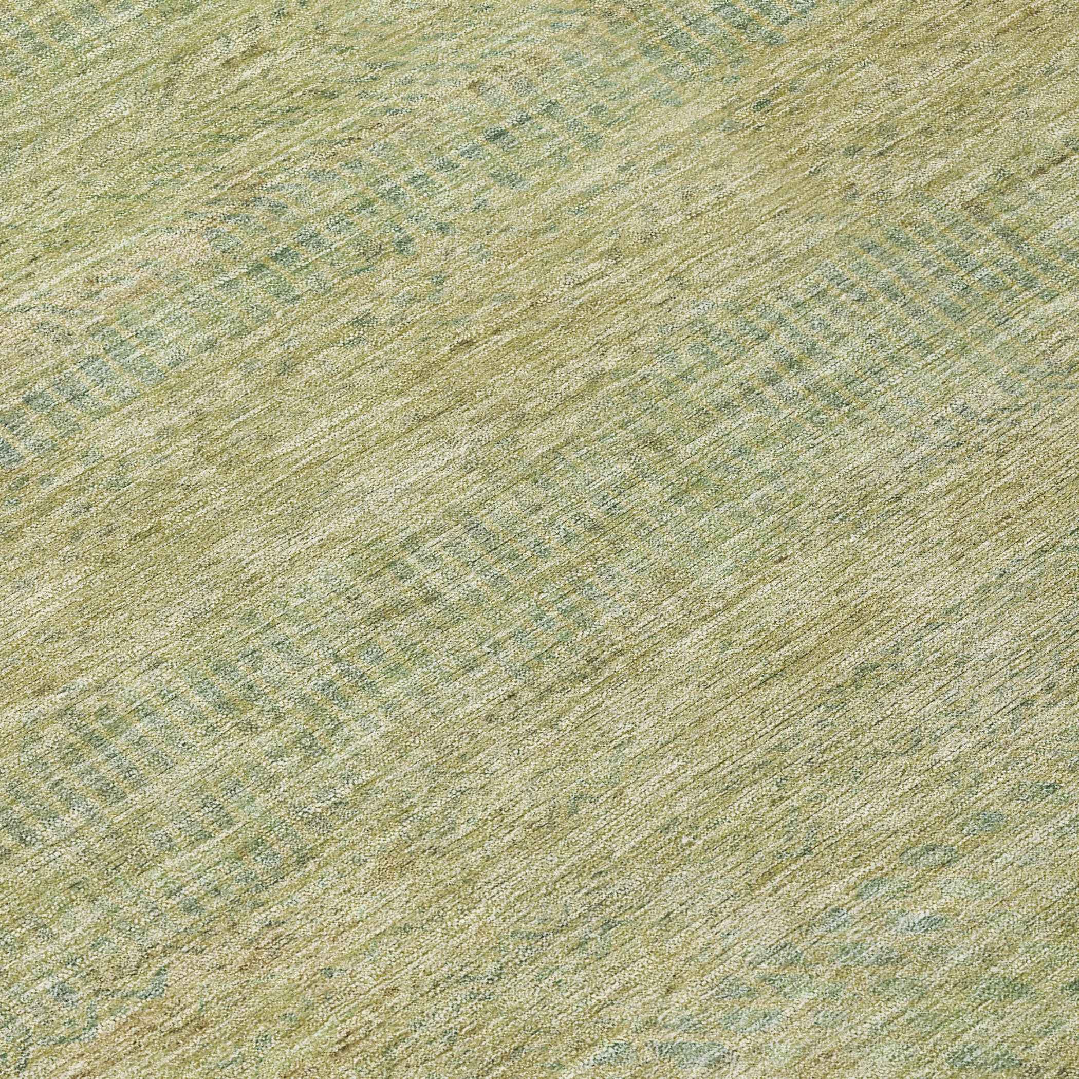 8' Wheat And Sage Round Striped Washable Indoor Outdoor Area Rug