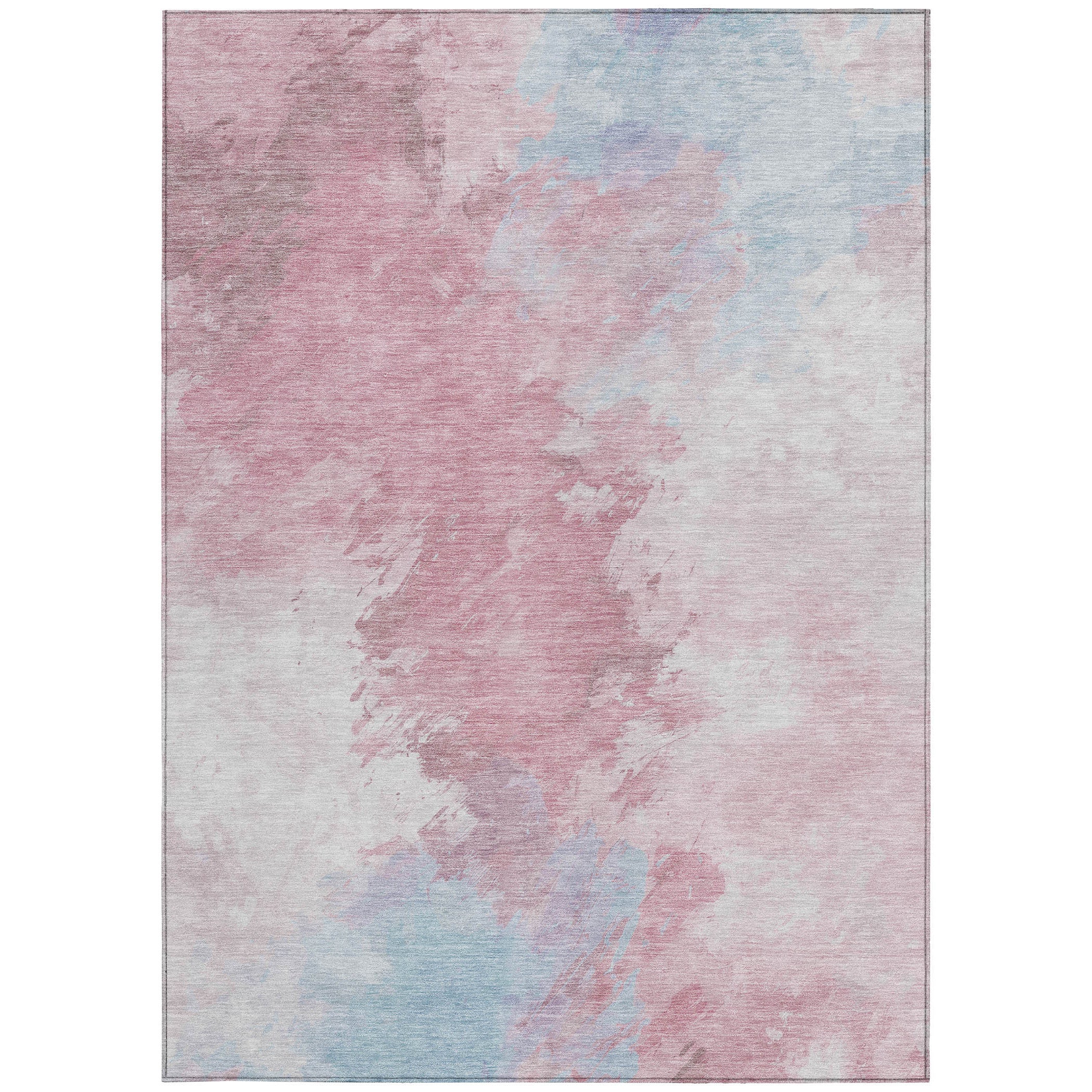 3' X 5' Blush Ivory And Blue Abstract Washable Indoor Outdoor Area Rug - Sports & Outdoor
