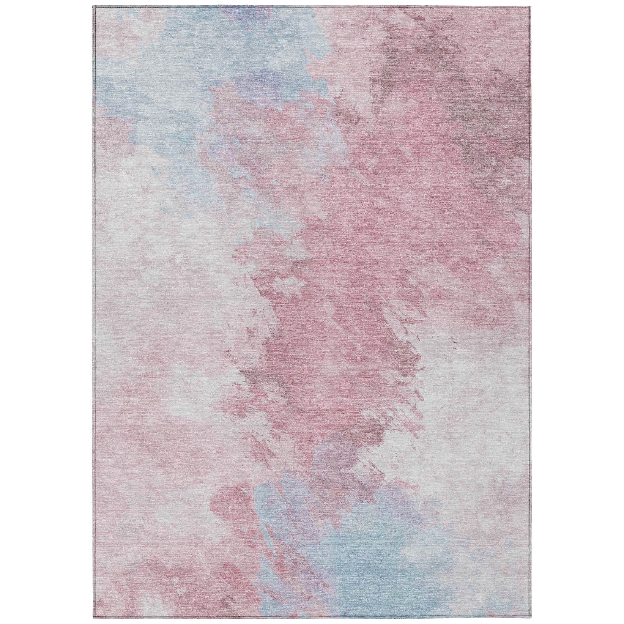 3' X 5' Blush Ivory And Blue Abstract Washable Indoor Outdoor Area Rug - Sports & Outdoor