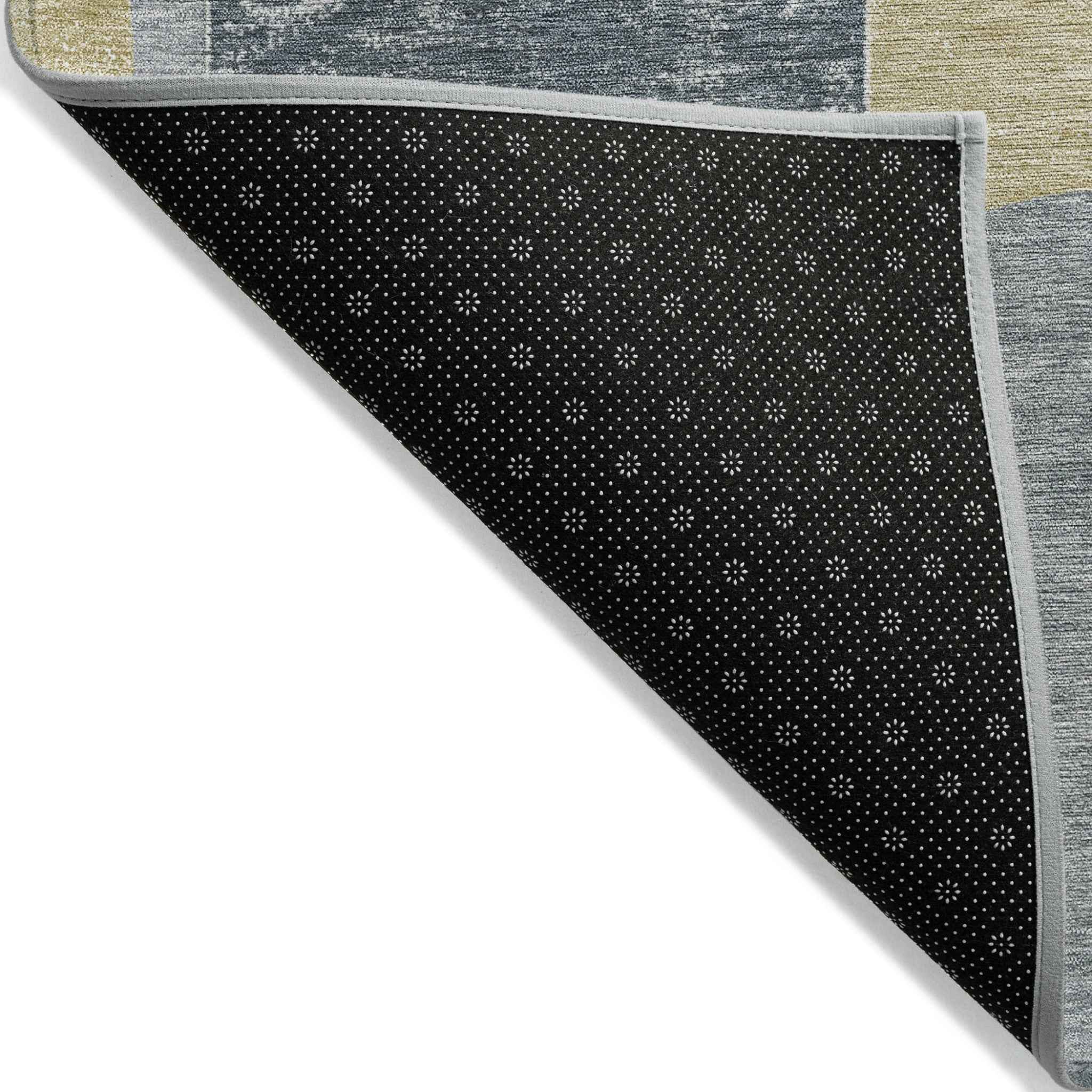 3' X 5' Gray And Gold Geometric Washable Indoor Outdoor Area Rug