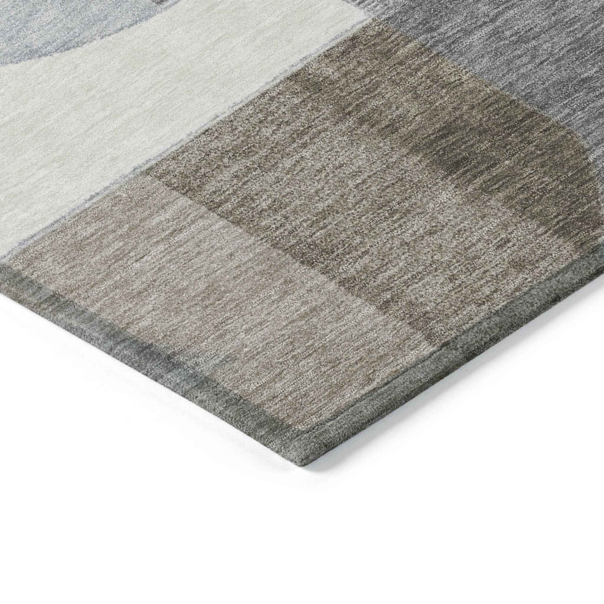 8' X 10' Taupe Gray And Ivory Geometric Washable Indoor Outdoor Area Rug