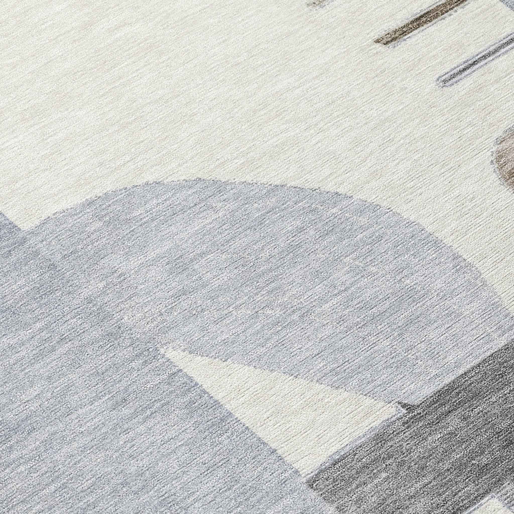 8' X 10' Taupe Gray And Ivory Geometric Washable Indoor Outdoor Area Rug