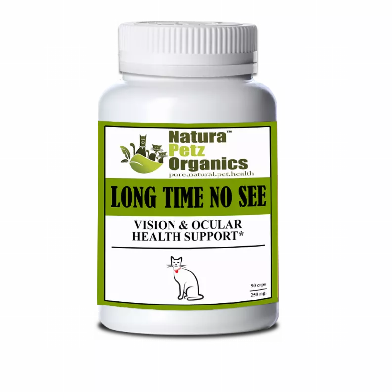 Natura Petz Organics Long Time No See pet vision support supplement bottle, 90 caps