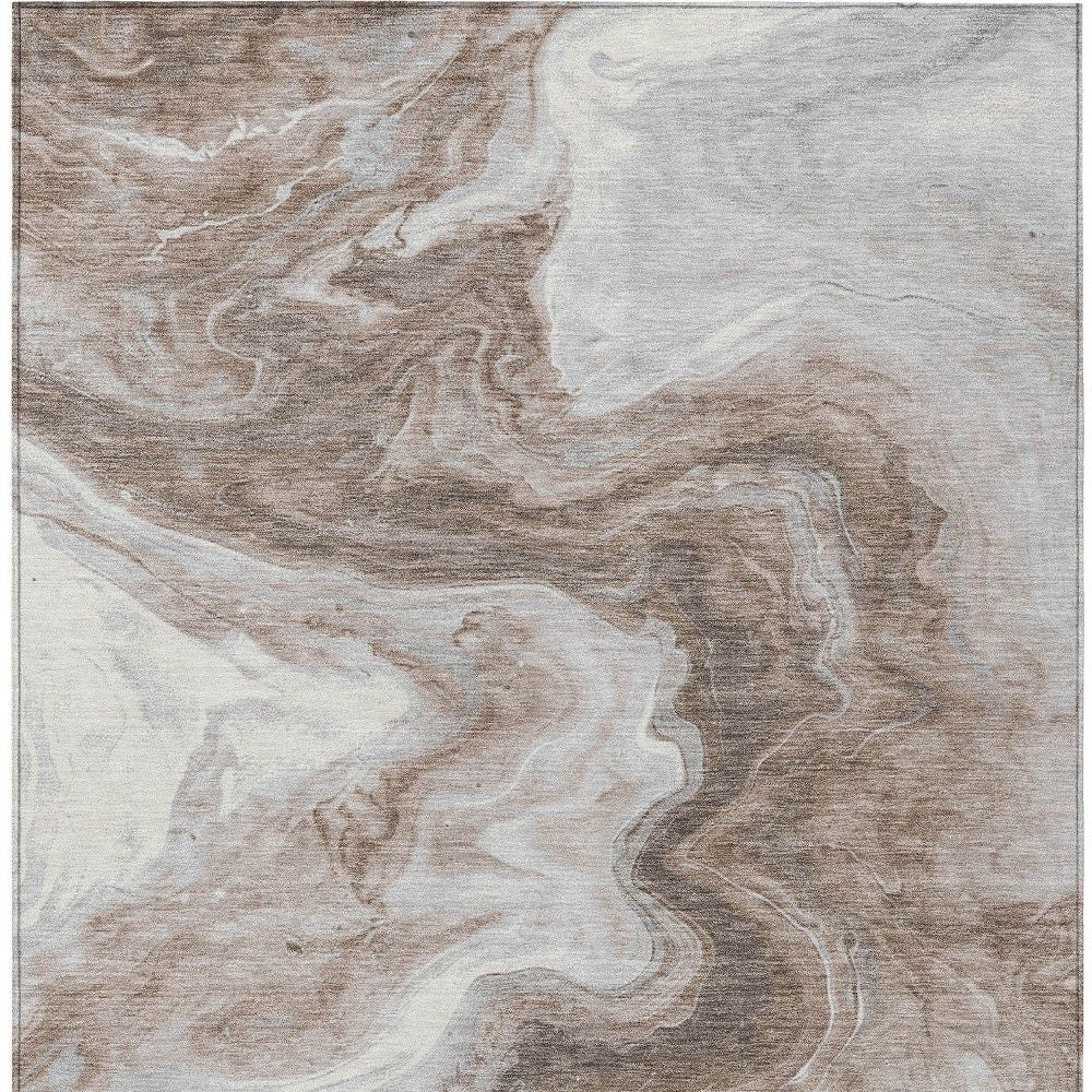 10' X 14' Taupe And Silver Abstract Washable Indoor Outdoor Area Rug - Sports & Outdoor