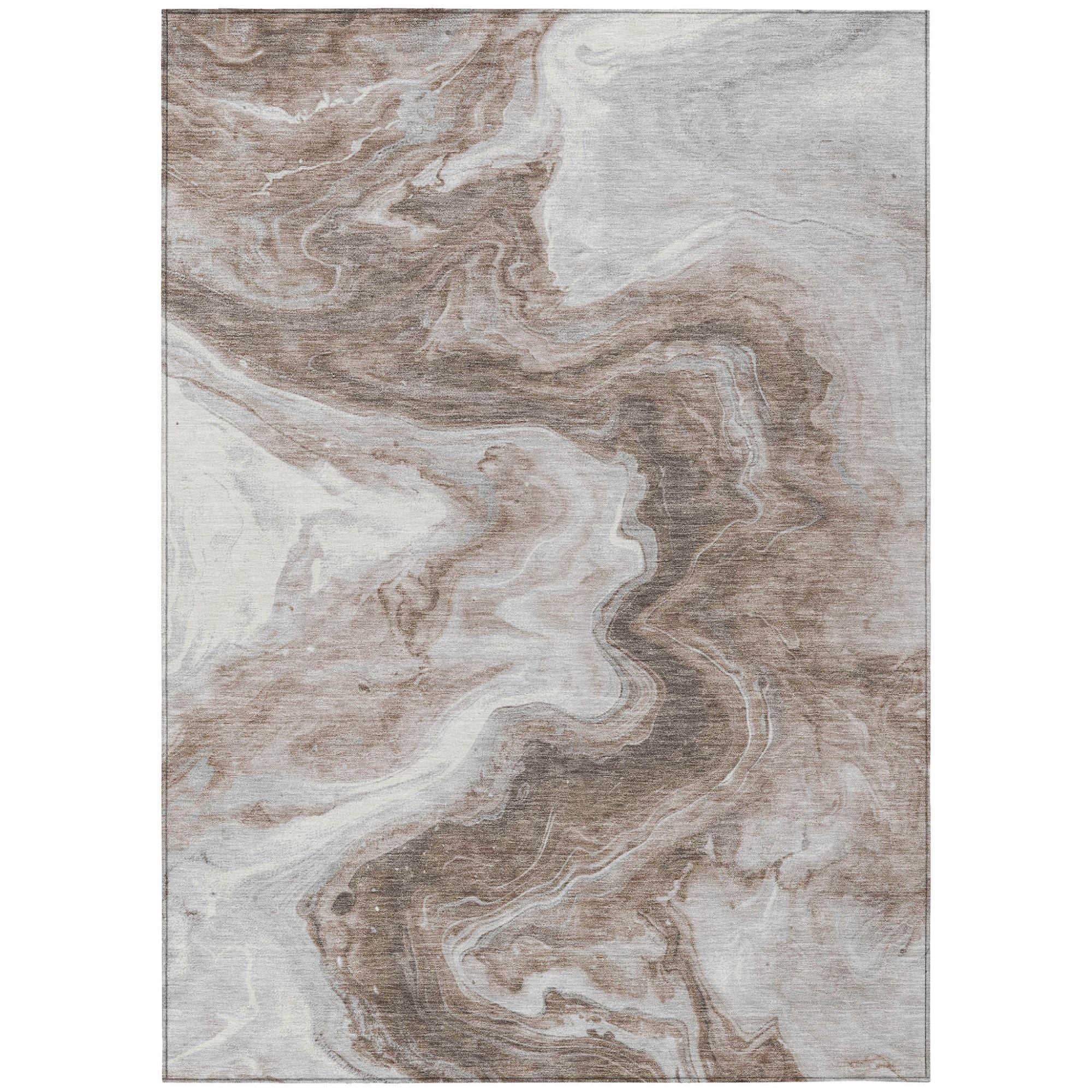 10' X 14' Taupe And Silver Abstract Washable Indoor Outdoor Area Rug - Sports & Outdoor