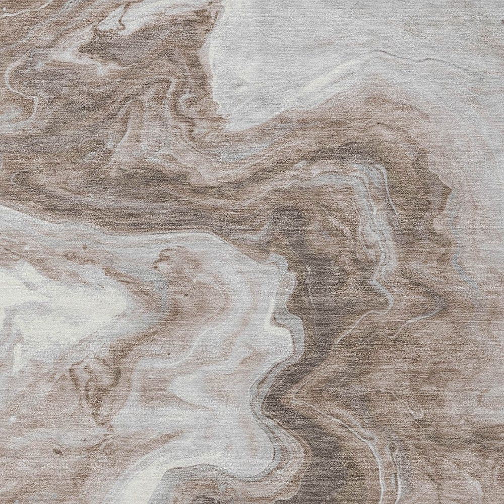 10' X 14' Taupe And Silver Abstract Washable Indoor Outdoor Area Rug - Sports & Outdoor