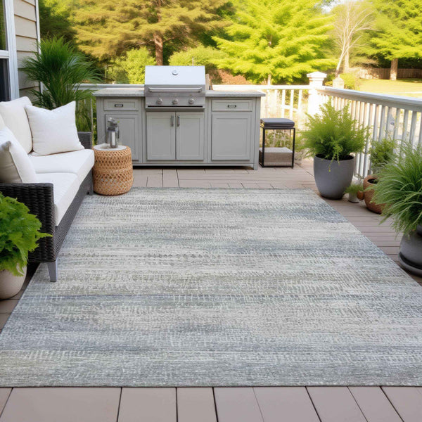 3' X 5' Linen And Beige Abstract Washable Indoor Outdoor Area Rug