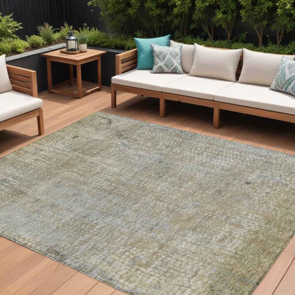8' X 10' Beige And Ivory Abstract Washable Indoor Outdoor Area Rug