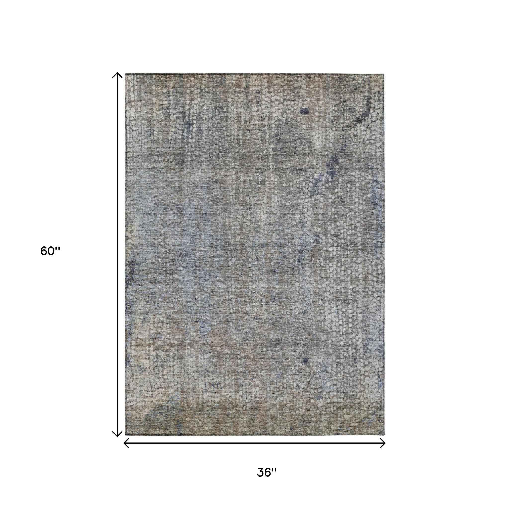 3' X 5' Taupe And Ivory Abstract Washable Indoor Outdoor Area Rug