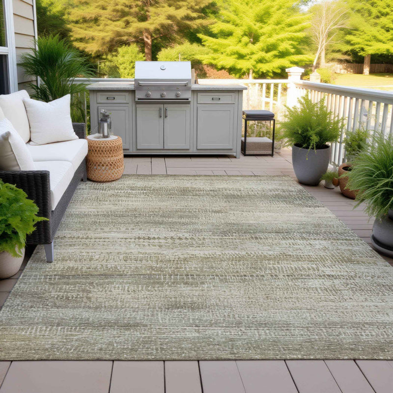 3' X 5' Taupe And Beige Abstract Washable Indoor Outdoor Area Rug