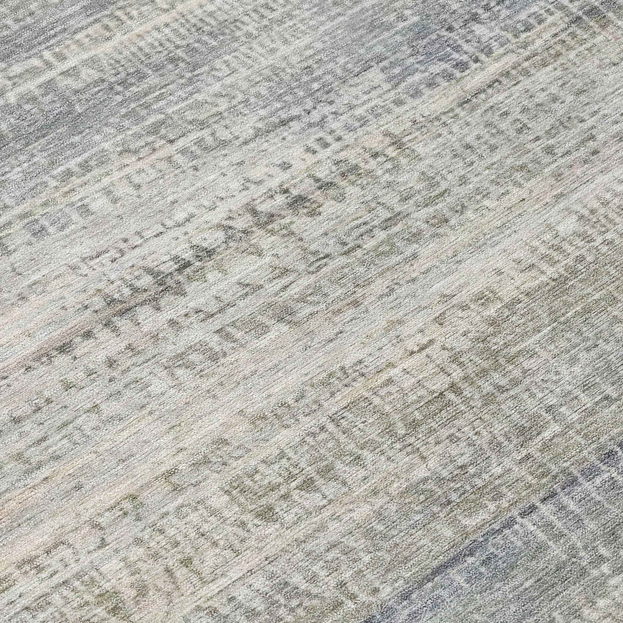 8' Linen And Beige Round Abstract Washable Indoor Outdoor Area Rug