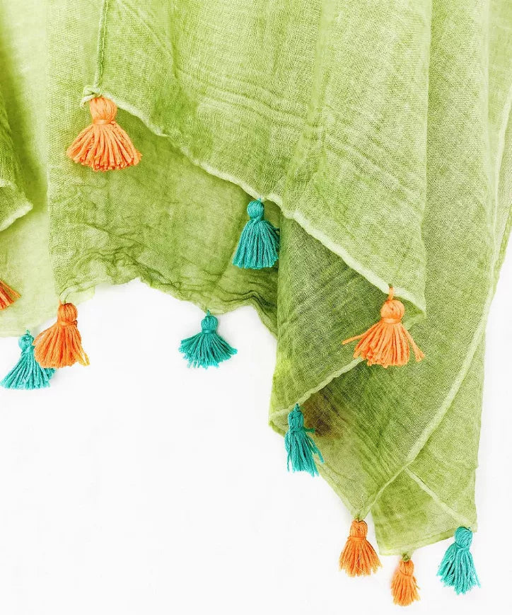 Stonewash Kimono with Handcrafted Tassels Kimono JC Sunny Fashion