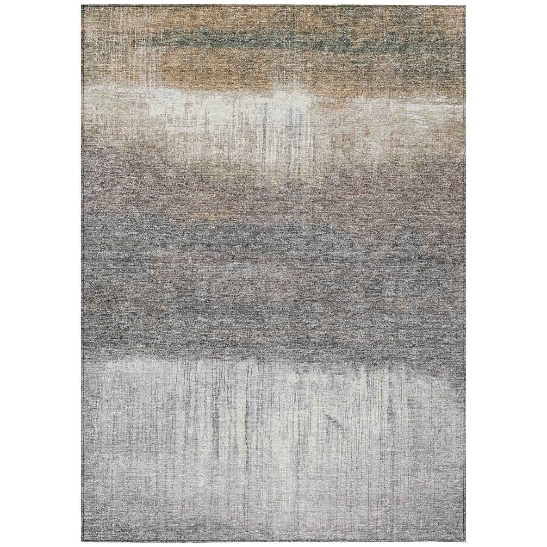 10' X 14' Taupe And Gray Abstract Washable Indoor Outdoor Area Rug