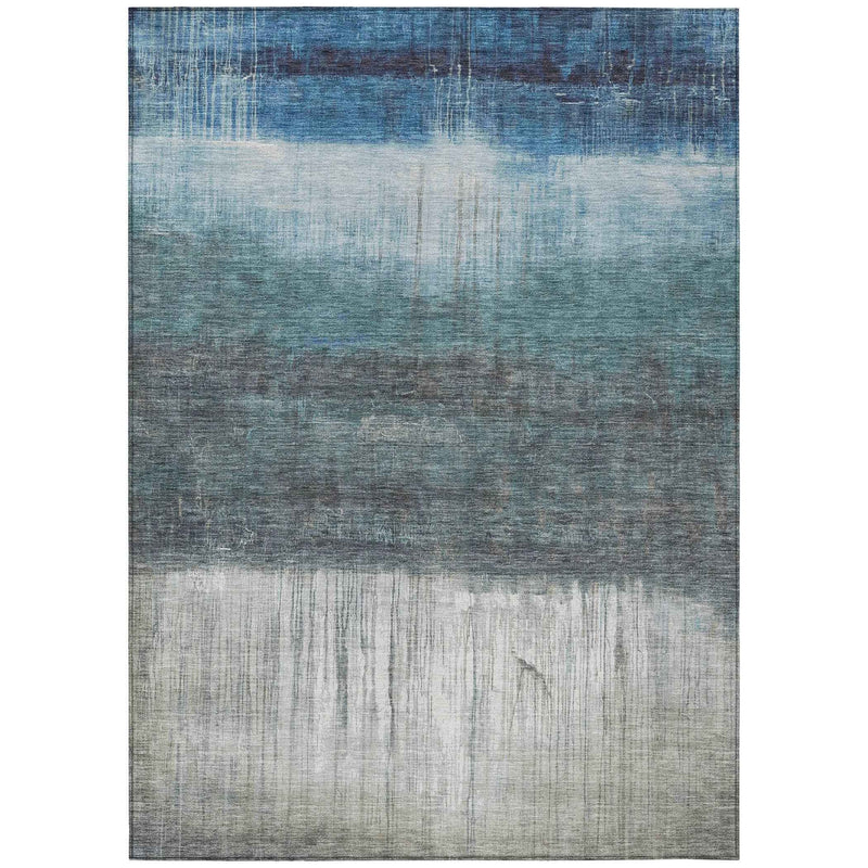 10' X 14' Blue And Gray Abstract Washable Indoor Outdoor Area Rug
