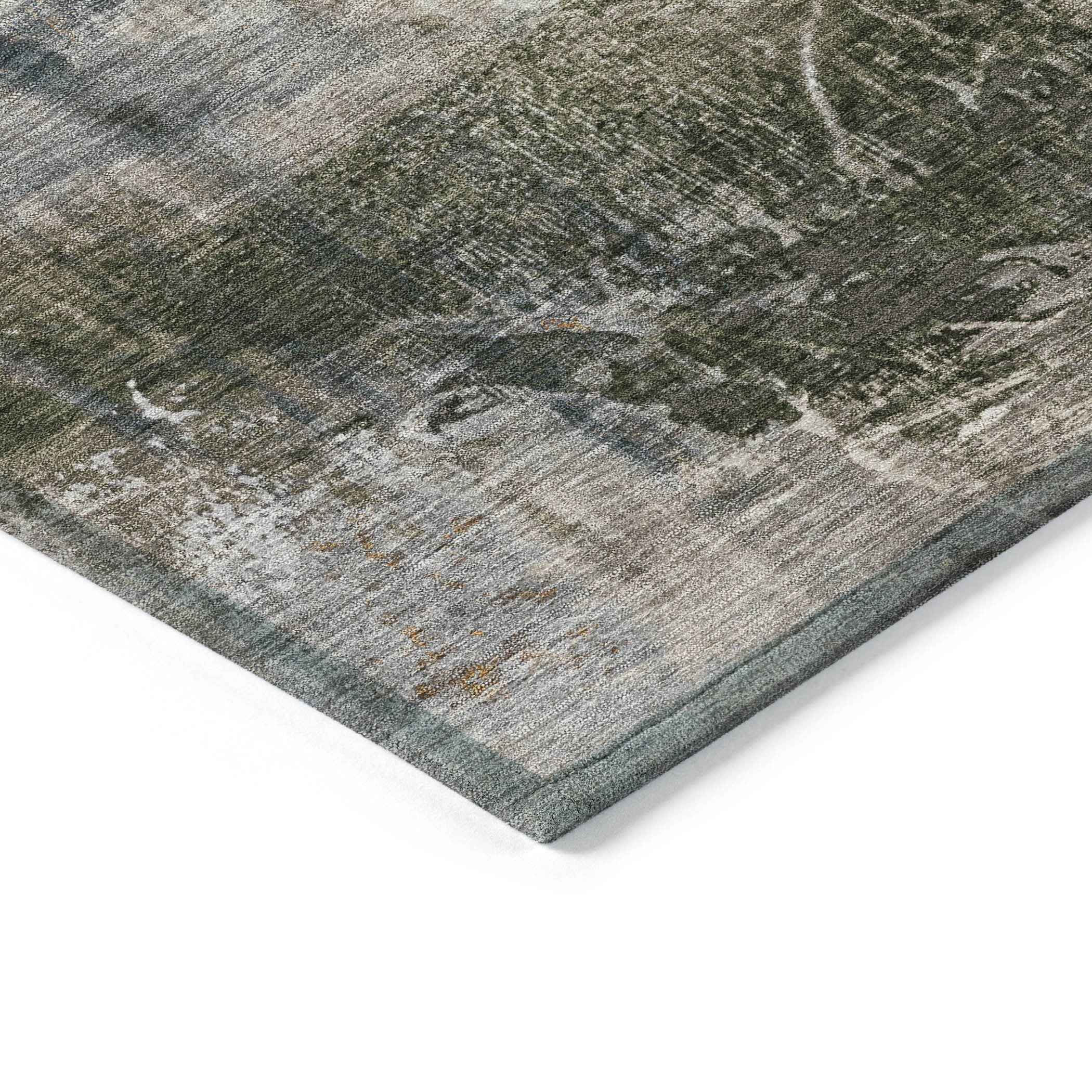 8' Beige And Gray Round Abstract Washable Indoor Outdoor Area Rug