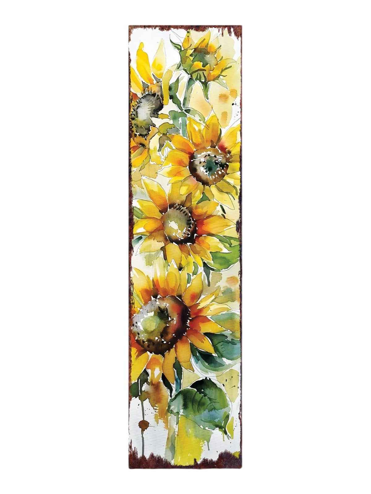 36" White Yellow And Green Sunflowers Solid Wood Porch Sign